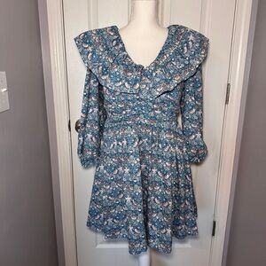 Tuckernuck Hyacinth House Ruffle Collar Birdsong Mini Dress